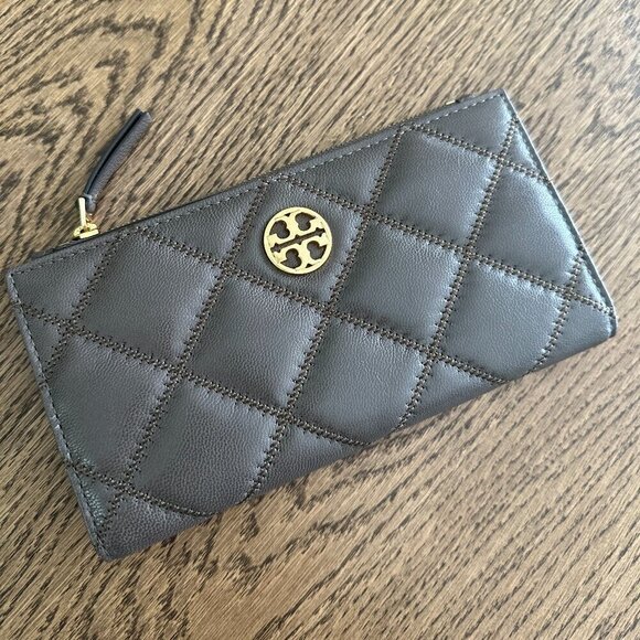 Tory Burch Handbags - NWT! New!Tory Burch Willa Envelope Bi-fold handle Slim Wallet -Leather -Grey